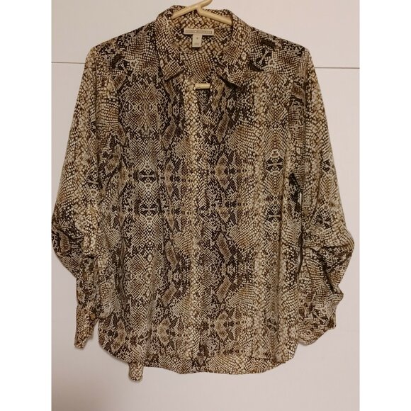 Dana Buchman Tops - Dana Buchman Button Up Shirt, Animal Snakeskin Print, Small, Top, Blouse,